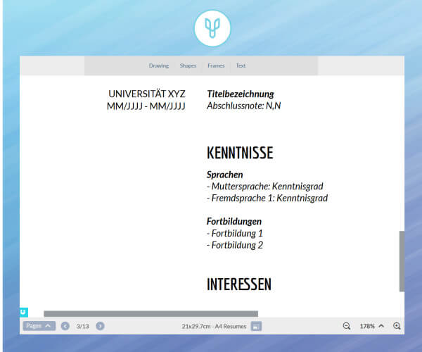 lebenslauf gestalten